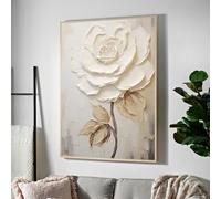 KEMEIQI White Textured Floral Canvas Painting Painting Prints White Flower Texture Poster Minimalist Wall Art Modern Bedroom Decor(40x60cm)