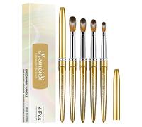 KEMEISI Acrylic Nail Brush Set, Four-Sized Kolinsky Nail Art Brushes, Sturdy Handle Oval Shaped Acrylic Powder Design Tools for Professional Manicury DIY Home