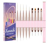 KEMEISI Nail Art Brush Set, 9PCS Double-Ended Acrylic Liner Brush Dotting Pen for Gel Polish, Nail Design Tools for Professional Manicure DIY Home Salon