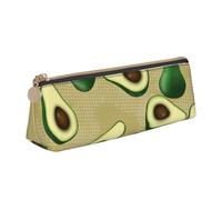 KemEng Avocado Dot Brown, Pencil Pouch Triangle Pen Case Portable Leather Pencil Bag with Zipper Cosmetic Pouch Bag
