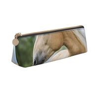 KemEng Beautiful Palomino Horse Lavender, Pencil Pouch Triangle Pen Case Portable Leather Pencil Bag with Zipper Cosmetic Pouch Bag