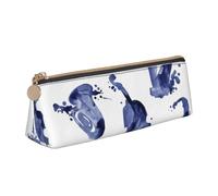 KemEng Blues Saxophone Piano Cello Bass, Pencil Pouch Triangle Pen Case Portable Leather Pencil Bag with Zipper Cosmetic Pouch Bag