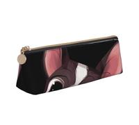 KemEng Boston Terrier Nature, Pencil Pouch Triangle Pen Case Portable Leather Pencil Bag with Zipper Cosmetic Pouch Bag