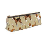 KemEng Cartoon Cute Clever Beagle Pet Animal, Pencil Pouch Triangle Pen Case Portable Leather Pencil Bag with Zipper Cosmetic Pouch Bag
