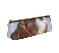 KemEng Cavalier King Charles Spaniel Face, Pencil Pouch Triangle Pen Case Portable Leather Pencil Bag with Zipper Cosmetic Pouch Bag