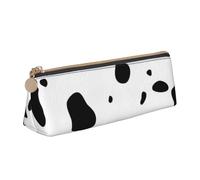 KemEng Cow Skin Dalmatians Dog Spots Animal Animals Dalmatian, Pencil Pouch Triangle Pen Case Portable Leather Pencil Bag with Zipper Cosmetic Pouch Bag