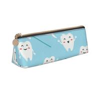 KemEng Cute Dentist Dental Hygienist Print Blue, Pencil Pouch Triangle Pen Case Portable Leather Pencil Bag with Zipper Cosmetic Pouch Bag