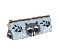 KemEng Cute Raccoon Pattern, Pencil Pouch Triangle Pen Case Portable Leather Pencil Bag with Zipper Cosmetic Pouch Bag