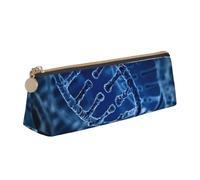 KemEng DNA Chain Photo Printed, Pencil Pouch Triangle Pen Case Portable Leather Pencil Bag with Zipper Cosmetic Pouch Bag