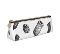 KemEng Hand Drawn Pasta, Pencil Pouch Triangle Pen Case Portable Leather Pencil Bag with Zipper Cosmetic Pouch Bag