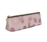 KemEng Leopard Print Cheetah Rose Gold, Pencil Pouch Triangle Pen Case Portable Leather Pencil Bag with Zipper Cosmetic Pouch Bag