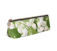 KemEng Lily of The Valley, Pencil Pouch Triangle Pen Case Portable Leather Pencil Bag with Zipper Cosmetic Pouch Bag