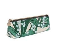 KemEng Lily of The Valley, Pencil Pouch Triangle Pen Case Portable Leather Pencil Bag with Zipper Cosmetic Pouch Bag