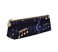 KemEng Music-Seamless-Pattern, Pencil Pouch Triangle Pen Case Portable Leather Pencil Bag with Zipper Cosmetic Pouch Bag