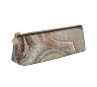 KemEng Onyx Stone Pale Blue Print, Pencil Pouch Triangle Pen Case Portable Leather Pencil Bag with Zipper Cosmetic Pouch Bag