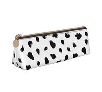 KemEng Painterly Dalmatian Animal Print, Pencil Pouch Triangle Pen Case Portable Leather Pencil Bag with Zipper Cosmetic Pouch Bag