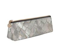 KemEng Quatrefoil Moroccan Mother of Pearl, Pencil Pouch Triangle Pen Case Portable Leather Pencil Bag with Zipper Cosmetic Pouch Bag