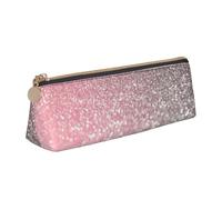 KemEng Rose Gold Pink Sparkle, Pencil Pouch Triangle Pen Case Portable Leather Pencil Bag with Zipper Cosmetic Pouch Bag