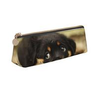 KemEng Rottweiler Dogs Cute Dogs Puppy Pets Small, Pencil Pouch Triangle Pen Case Portable Leather Pencil Bag with Zipper Cosmetic Pouch Bag