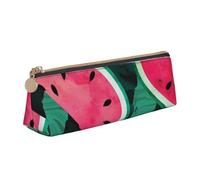 KemEng Summer Watermelon Cool, Pencil Pouch Triangle Pen Case Portable Leather Pencil Bag with Zipper Cosmetic Pouch Bag