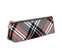 KemEng Valentines Plaid Hearts, Pencil Pouch Triangle Pen Case Portable Leather Pencil Bag with Zipper Cosmetic Pouch Bag