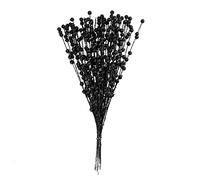 kemengsuer 50Pcs Christmas Glitter Berries Stems, 15.7inch Halloween Glitter Berry Stems, Artificial Christmas Picks Decorative Bead Sticks for DIY Xmas Wreaths,Vase Arrangment(Black)