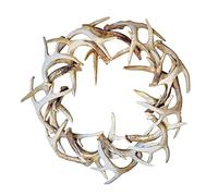 kemengsuer Antlers Wreath, Rustic Farmhouse Antlers Wreath, Faux Deer Antlers Wreath, Handmade Resin Antlers Wreath, Faux Antlers Christmas Wreaths for Stage Farmhouse Tree Decor(White-30cm)