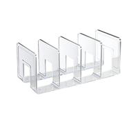 kemengsuer Plastic Acrylic Bookends, 4 Compartments Transparent Bookends, Clear Book Ends for Shelves, Clear Book Holder Stand Bookshelf Decor for Office Classroom Bookcase