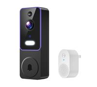 Kement Smart Wireless Video Doorbell Camera with Doorbell Receiver, AI Human Detection, Night Vision, 2-Way Audio, Live View, 2.4G WiFi for Indoor/Outdoor Surveillance; Cloud Storage Sold Separately