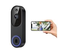 Kement Wireless Security Camera, Smart Doorbell Camera, 1080P Live View, AI Human Detection, 2-Way Audio, 15 Meters IR Night Vision, Cloud Storage, 2.4G WiFi, 120° Wide Angle (No Chime) (Black)