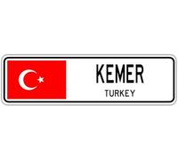 Kemer Turkey Street Sign Turk Flag City Country Road Outdoor Street Sign/Subway Sign 4x16 inch