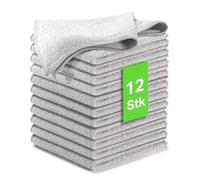 Kemes Microfibre Cleaning Cloths Set, 12 x Pieces, Streak-Free Cleaning Cloths, Polishing Cloth, Microfibre, 30 x 30 cm (Grey, 12)