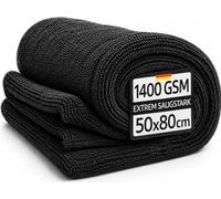 Kemes Microfibre Cloths Car XXL 80 x 50 cm Premium 1400 GSM Car Drying Towel Black Microfibre | 5-Way Ultra Absorbent Polishing Cloth for Car Care