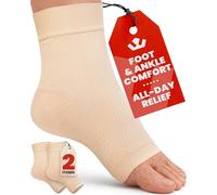 KEMFORD Ankle Support Compression Socks - Plantar Fasciitis & Achilles Tendonitis Relief Sleeves for Foot Pain & Swelling - 1 Pair, Beige, L