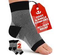 KEMFORD Ankle Support Compression Socks - Plantar Fasciitis & Achilles Tendonitis Relief Sleeves for Foot Pain & Swelling - 1 Pair, Black and White, M