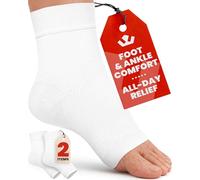 KEMFORD Ankle Support Compression Socks - Plantar Fasciitis & Achilles Tendonitis Relief Sleeves for Foot Pain & Swelling - 1 Pair, White, XL