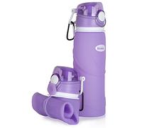 Kemier Collapsible Water Bottle - Drinks Bottle Silicone Foldable Water Bottle for Travel Gym Hiking BPA Free Portable Leakproof Sports Water Bottle with Carabiner 750ML 26OZ