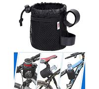 KEMIMOTO 1 Pack Bike Cup Holder, 5 Inch Bike Water Bottle Holder Bicycle Handlebar Drink Holder with Mesh Pockets Phone Bag for Cruiser, Mountain Bike, Scooter, Folding, Road Bike, Wheelchair