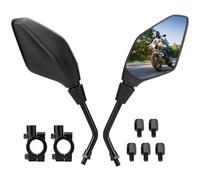 KEMIMOTO Motorbike Mirror E mark Universal 7/8 inches, Motorcycle Handlebar Mirror Rear Side Mirror with M8/M10 threaded bolt and 2 handlebar clamps fit MT07 MT09 SV650 2 Pack