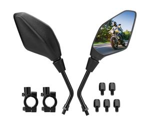 KEMIMOTO Motorbike Mirror E mark Universal 7/8 inches, Motorcycle Handlebar Mirror Rear Side Mirror with M8/M10 threaded bolt and 2 handlebar clamps fit MT07 MT09 SV650 2 Pack
