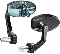 KEMIMOTO Motorcycle Handlebar Bar End Mirror, Billet Aluminum Rearview Motorcycle End Bar Mirror Universal 7/8" Round Anti Glare, Compatible with Most Scooters, ATV, UTV (Blue Lens)