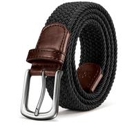 KEMISANT Men Belt-Stretch Woven Braided Belt For Men Golf Casual Jeans Dresses with Nylon Canvas 1 3/8" (Black,42"-46" Waist Adjustable)