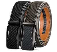 KEMISANT Mens Ratchet Belt 2 Units, Sliding Belt For Mens Dress Casual Pant Shirts Oxfords 1 3/8",Size Adjustable(Black/Sacred Grey-44-52" Waist Adjustable)