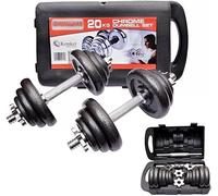 Kemket Cast Iron Dumbbell Set - 10kg Adjustable Weight Set with Spinlock Collars & Carry Case - Anti-Slip Hand Dumbells for Home Fitness, Core Strength & Weight Training