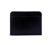 Kemket Leather Conference Folder with Calculator - A4 Organiser Notepad, Ring Binder, Card Slots & Magnetic Closure - Personal Notebook File Folder for Students, Office, Freelancers - Black