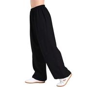 KEMKEY Tai Chi Pants Unisex Loose Casual Soft Breathable Elasticated Waist Kung Fu Martial Arts Training Pants Comfortable Bloomers,01,S