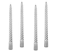 Kemladio 4 Pieces Tall Metallic Taper Spiral Taper Candle - 10 Inch Silver, Dripless, Unscented Dinner Candle 4pack