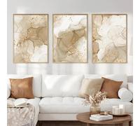 KemneT Boho Modern Posters Prints Beige Golden Marble Canvas Painting Abstract Wall Art Picture for Living Room Interior Home Decoration 50x70cmx3 Unframed