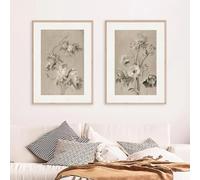 KemneT Neutral Floral Wall Art Pictures Vintage Muted Posters Prints Aesthetic Flowers Canvas Painting Gallery Living Room Home Decor 40x60cmx2 Unframed