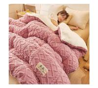 KemNet Thickened Winter Lamb Quilt, 3-Layer Luxury Flannel Thick Bed Blanket, Autumn Spring Plush Comforter Core, Machine Washable, for Cold Weather,Dark Grey,200×230cm (5kg)